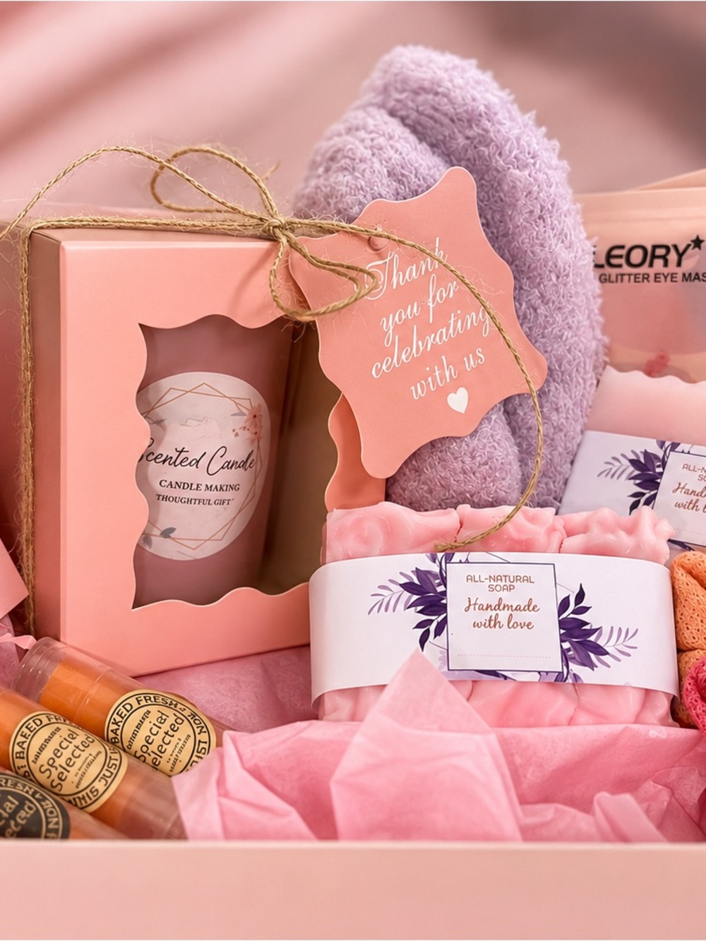 Handmade Pink Soap & Bath Gift Set